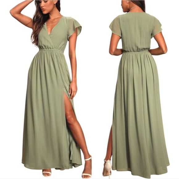 Lulus Lost In The Moment Boho Party Sage Brush Maxi Dress In Green Sz 1XL NWT - Picture 3 of 14